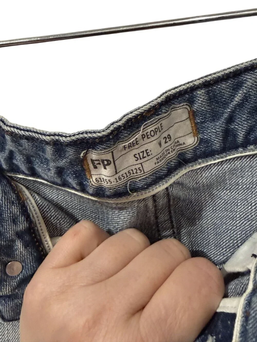 Free People Womens Distressed Denim Shorts Blue Size 29 Button Fly Raw Hem